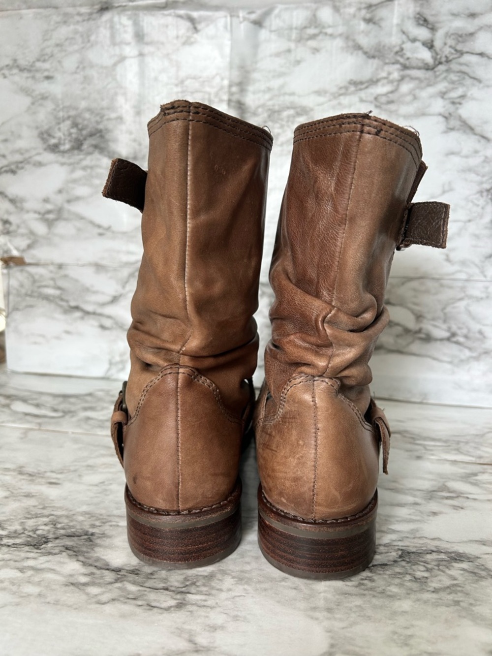 Matisse | women’s size 6.5 leather Boots slouchy, distressed buckle moto style - Picture 3 of 13